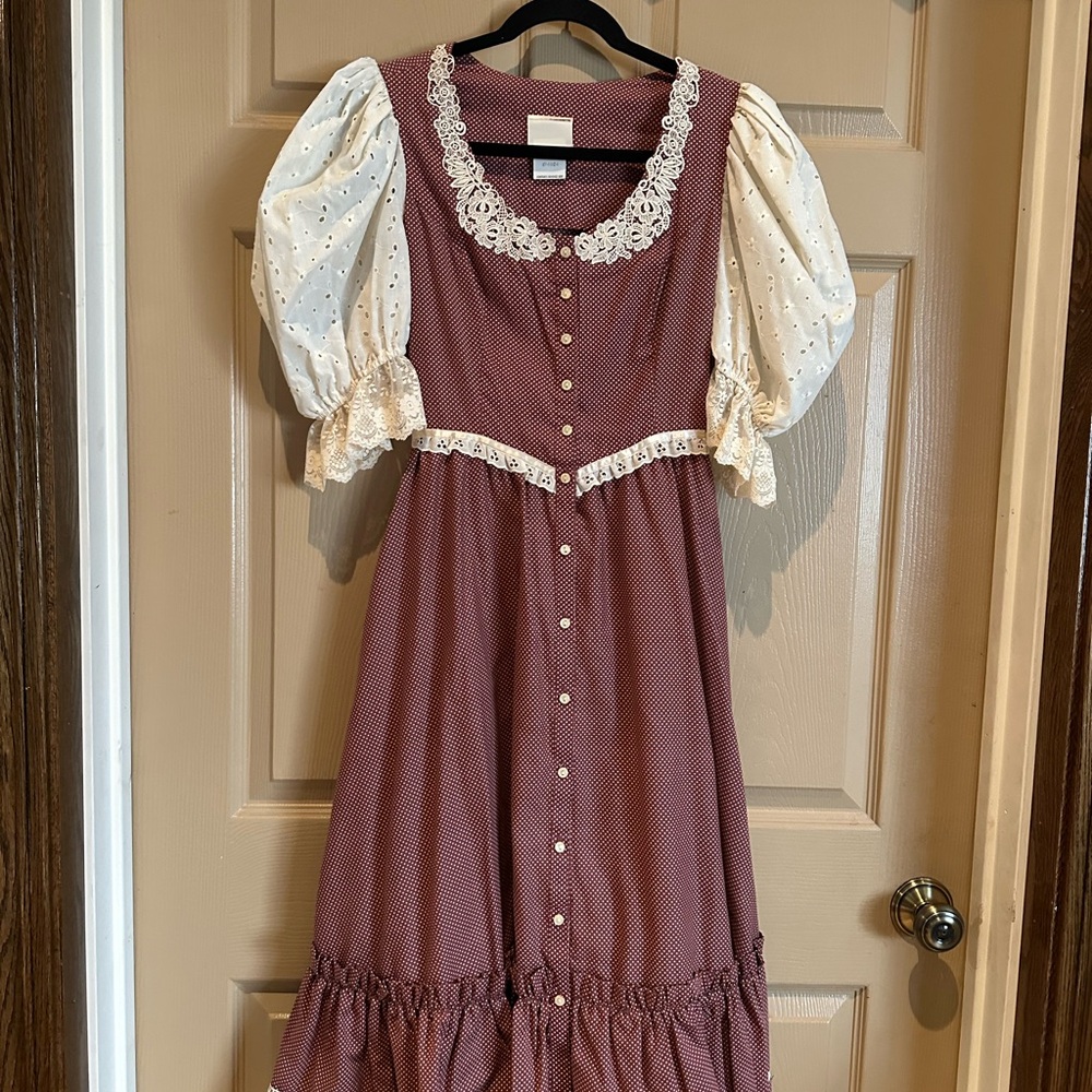 70’s Gunne Sax Burgundy Milkmaid Dress
